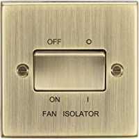 Knightsbridge CS11AB - Interruptor aislador de ventilador de 3 polos (latón antiguo- borde cuadrado- 10 A- 230 V)
